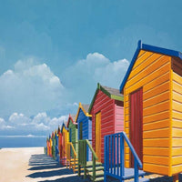 22" Bright Beach Huts Giclee Print on Gallery Wrap Canvas Wall Art