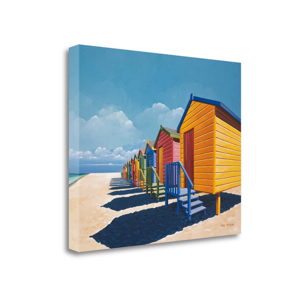 26" Bright Beach Huts Giclee Print on Gallery Wrap Canvas Wall Art