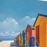 26" Bright Beach Huts Giclee Print on Gallery Wrap Canvas Wall Art