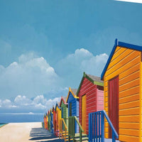 31" Bright Beach Huts Giclee Print on Gallery Wrap Canvas Wall Art