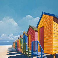 43" Bright Beach Huts Giclee Print on Gallery Wrap Canvas Wall Art