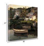 25" Summer Inspired Soft Coastal Town Gallery Wrap Canvas Wall Art