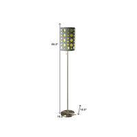 66" Steel Novelty Floor Lamp With Gray And Green Drum Shade