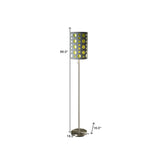 66" Steel Novelty Floor Lamp With Gray And Green Drum Shade