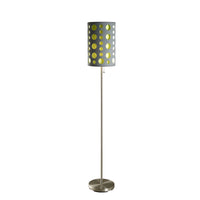 66" Steel Novelty Floor Lamp With Gray And Green Drum Shade