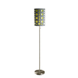 66" Steel Novelty Floor Lamp With Gray And Green Drum Shade