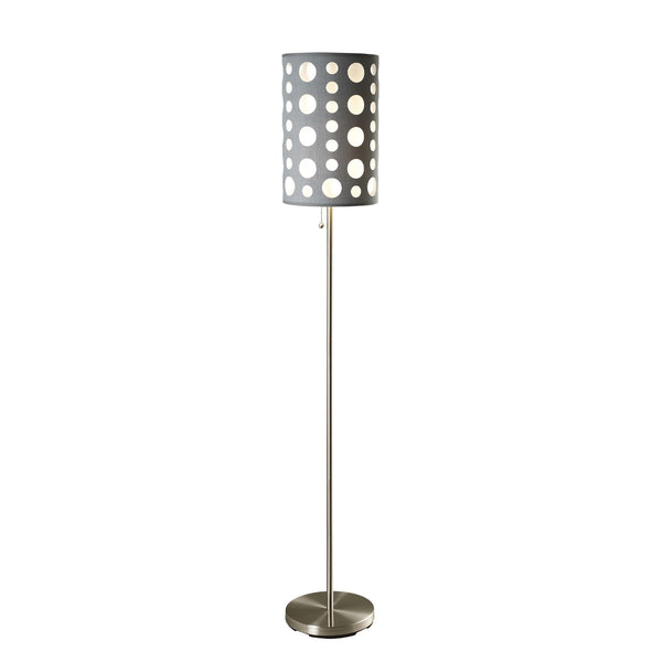 66" Steel Novelty Floor Lamp With Gray And White Drum Shade