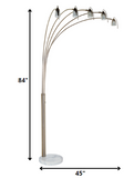 Dull Gold Metal Floor Lamp with Five Adjustable Swing Arms