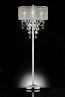 Glam Silver Faux Crystal Floor Lamp with See Thru Shade