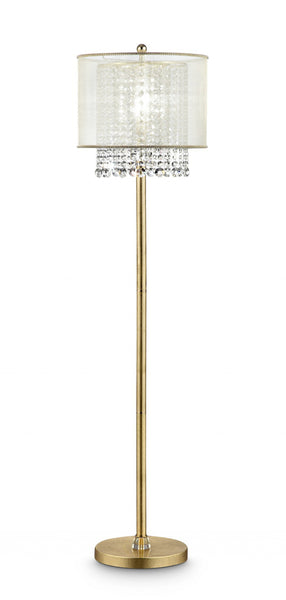 Primo Gold Finish Floor Lamp with Crystal Accents and White Shade