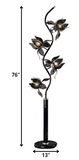 Contemporary Black Glass Floral Table Lamp