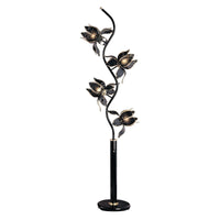 Contemporary Black Glass Floral Table Lamp