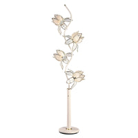 Contemporary White Glass Floral Table Lamp