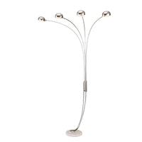 Four Light Curved Silver Floor Lamp