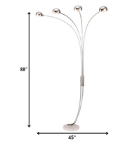 Four Light Curved Silver Floor Lamp