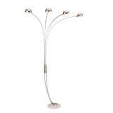 Four Light Curved Silver Floor Lamp