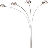 Four Light Curved Silver Floor Lamp