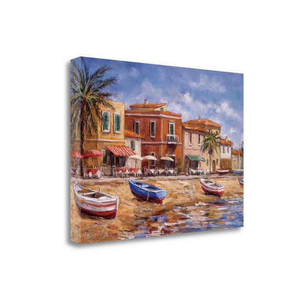 24" Coastal Beach Front Cafés and Shops Print on Gallery Wrap Canvas Wall Art