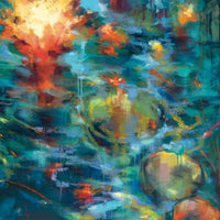 17" Abstract Colorful Pond 1 Giclee Wrap Canvas Wall Art