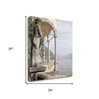 20" Ancient European Sculpture with Water View Giclee Wrap Canvas Wall Art