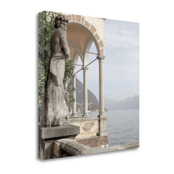 25" Ancient European Sculpture with Water View Giclee Wrap Canvas Wall Art