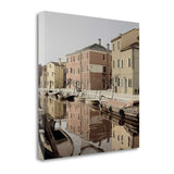 20" Vintage Coastal Town by the Canal Gallery Wrap Canvas Wall Art