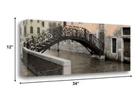 34" Opaque Venice and Rustic Traditional Bridge Giclee Wrap Canvas Wall Art