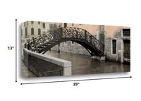 39" Opaque Venice and Rustic Traditional Bridge Giclee Wrap Canvas Wall Art