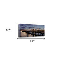 47" Rectangle Panoramic View City Pier Gallery Wrap Canvas Wall Art