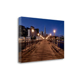 28" Modern Wood Pier by the City  Gallery Wrap Canvas Wall Art