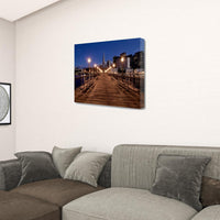 28" Modern Wood Pier by the City  Gallery Wrap Canvas Wall Art