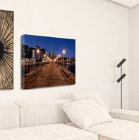 28" Modern Wood Pier by the City  Gallery Wrap Canvas Wall Art