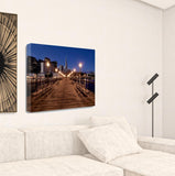 28" Modern Wood Pier by the City  Gallery Wrap Canvas Wall Art