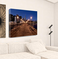 28" Modern Wood Pier by the City  Gallery Wrap Canvas Wall Art