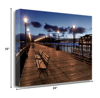 24" Contemporary Wood Pier by the City  Gallery Wrap Canvas Wall Art