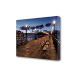 24" Contemporary Wood Pier by the City  Gallery Wrap Canvas Wall Art