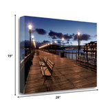 28" Contemporary Wood Pier by the City  Gallery Wrap Canvas Wall Art