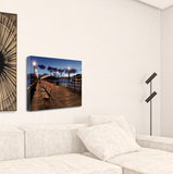 28" Contemporary Wood Pier by the City  Gallery Wrap Canvas Wall Art