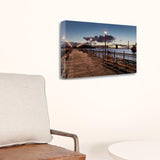 29" Night Panoramic View City Pier Gallery Wrap Canvas Wall Art