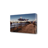 29" Night Panoramic View City Pier Gallery Wrap Canvas Wall Art