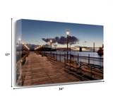 34" Night Panoramic View City Pier Gallery Wrap Canvas Wall Art