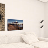 34" Night Panoramic View City Pier Gallery Wrap Canvas Wall Art