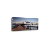 39" Modern Night Panoramic View City Pier Gallery Wrap Canvas Wall Art