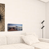 39" Modern Night Panoramic View City Pier Gallery Wrap Canvas Wall Art