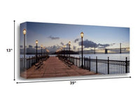 39" Modern Night Panoramic View City Pier Gallery Wrap Canvas Wall Art