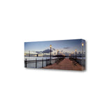 39" Modern Night Panoramic View City Pier Gallery Wrap Canvas Wall Art