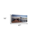 39" Modern Night Panoramic View City Pier Gallery Wrap Canvas Wall Art