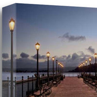 39" Modern Night Panoramic View City Pier Gallery Wrap Canvas Wall Art