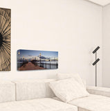 39" Modern Night Panoramic View City Pier Gallery Wrap Canvas Wall Art