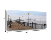 34" Modern Panoramic View City  Pier Gallery Wrap Canvas Wall Art